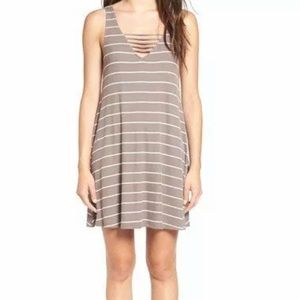 Socialite Strappy Tee Shirt Tank Top Dress Tan & W